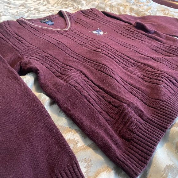 Men's Arnold Palmer Maroon V-neck Sweater - Picture 6 of 9